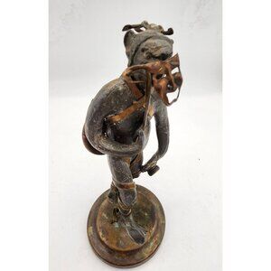 Vintage Bronze and Brass Flying Monkey Masked Statue Sculpture Please Read